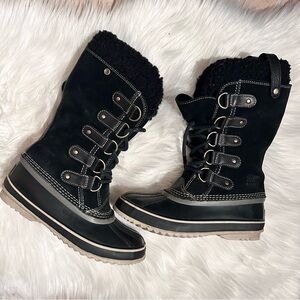 Sorel Joan of Arctic Black Shearling Lining Size 7